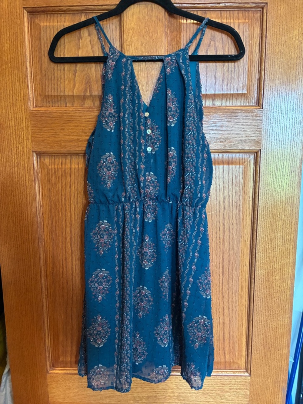 Blue Rain Teal Floral Print Sleeveless Sundress